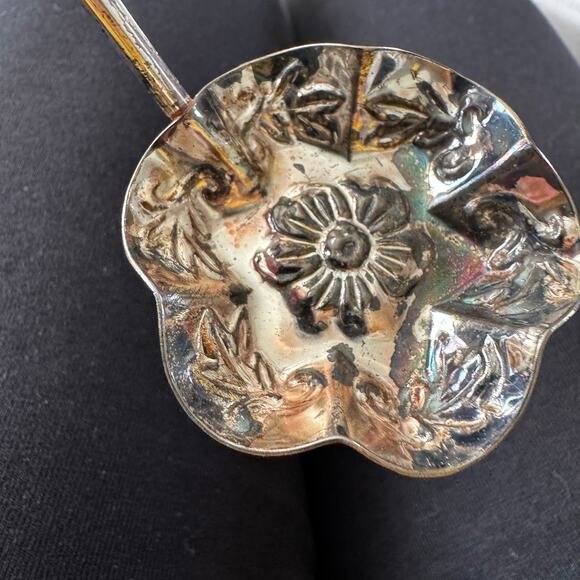 VTG Queen Anne Cut Glass Starburst Silver Plate Spoon Holder Relish Dish 3pcs - Picture 3 of 15